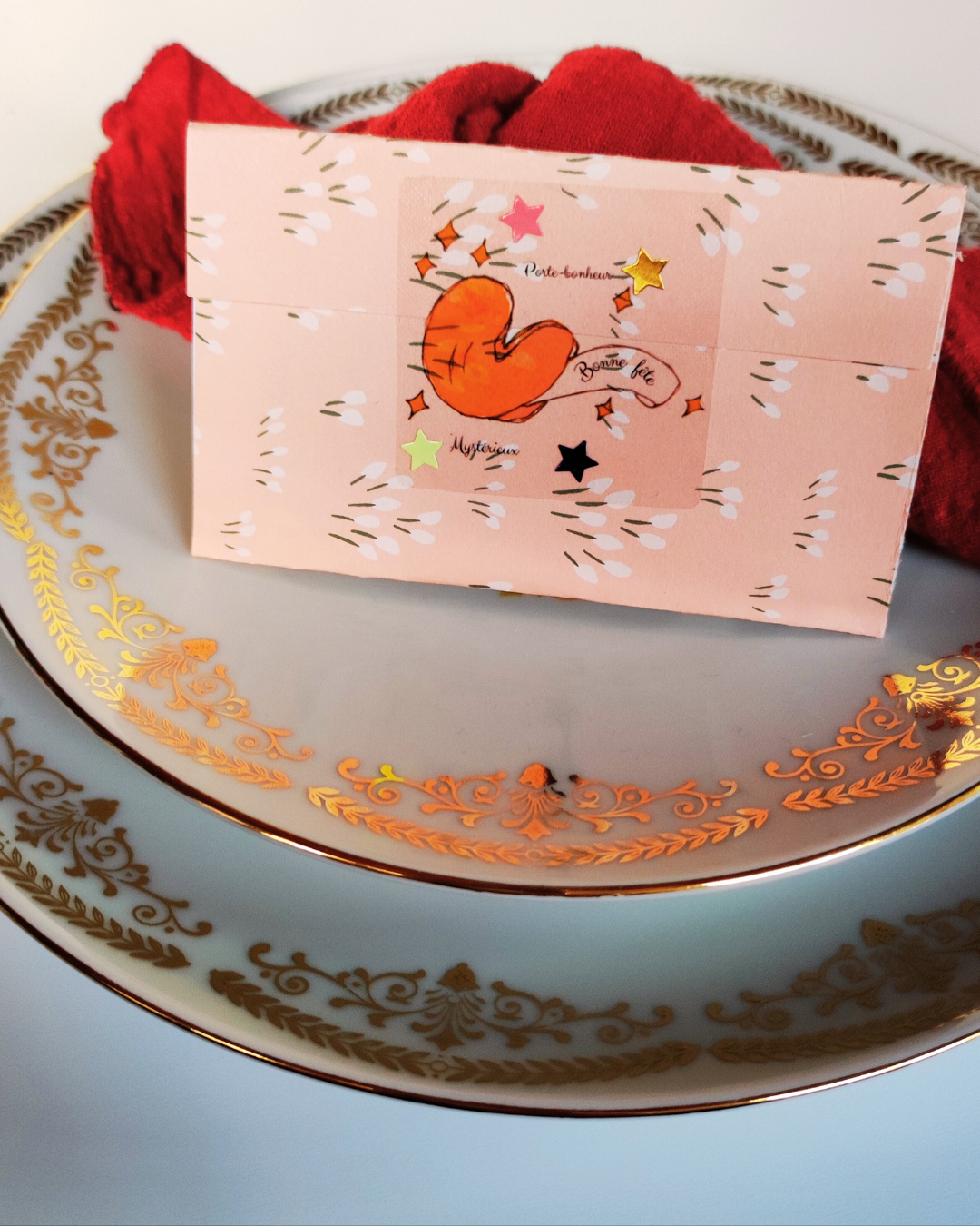 Lot Porte-Bonheur 2026 – 5 Cartes Cookie Fortune + 5 Stickers