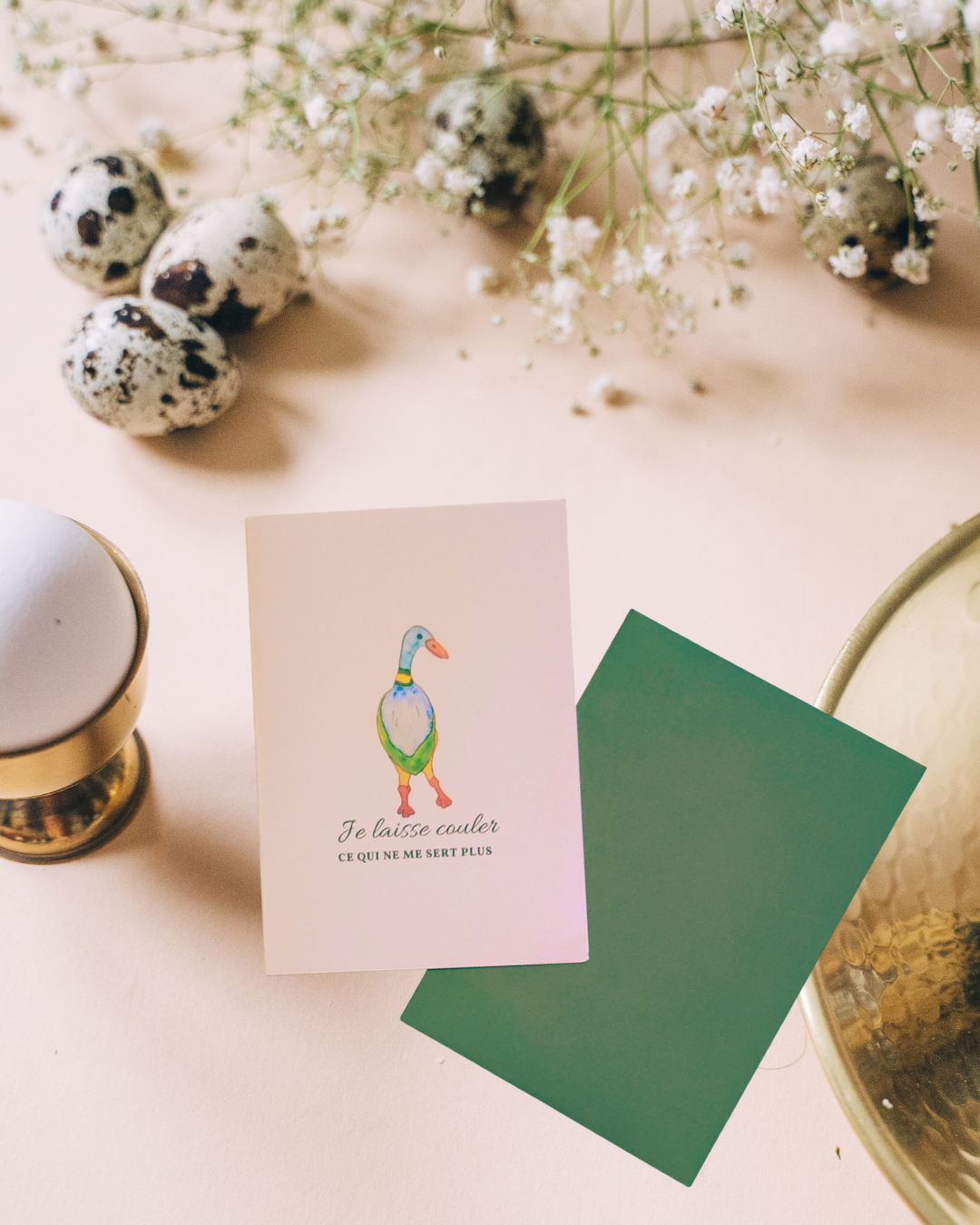 Carte de vœux illustrée – Canard à l’aquarelle + enveloppe