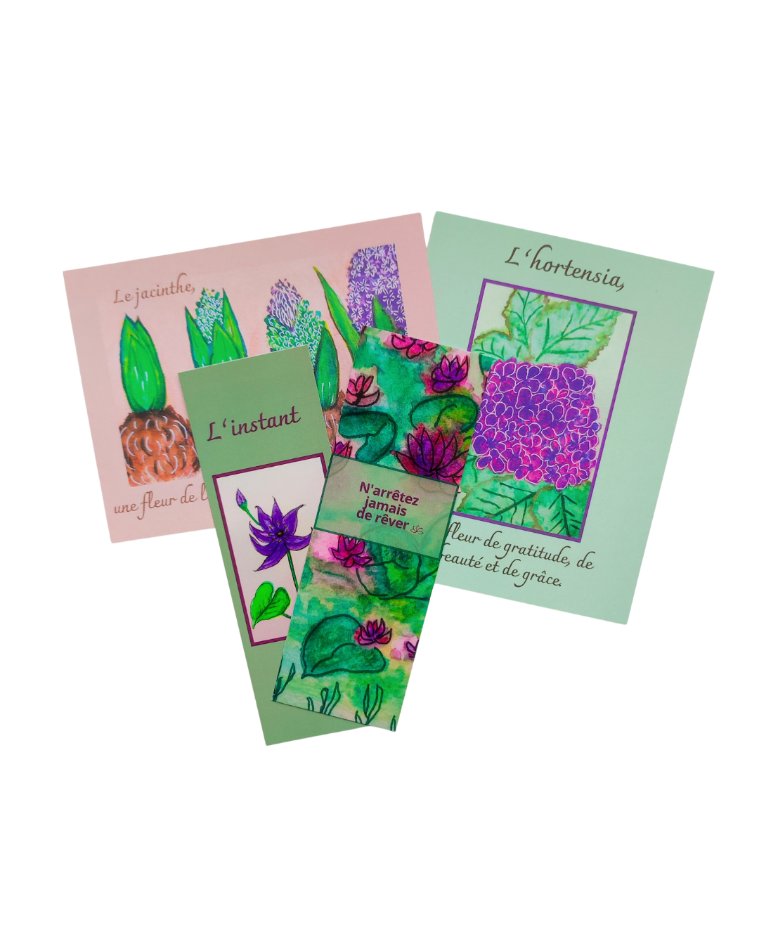 Lot de cartes et de marque-pages "Douce améthyste"