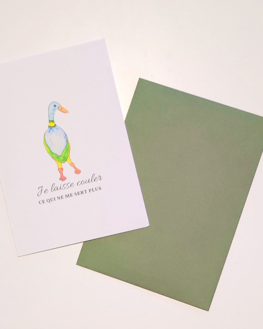 Carte de vœux illustrée – Canard à l’aquarelle + enveloppe