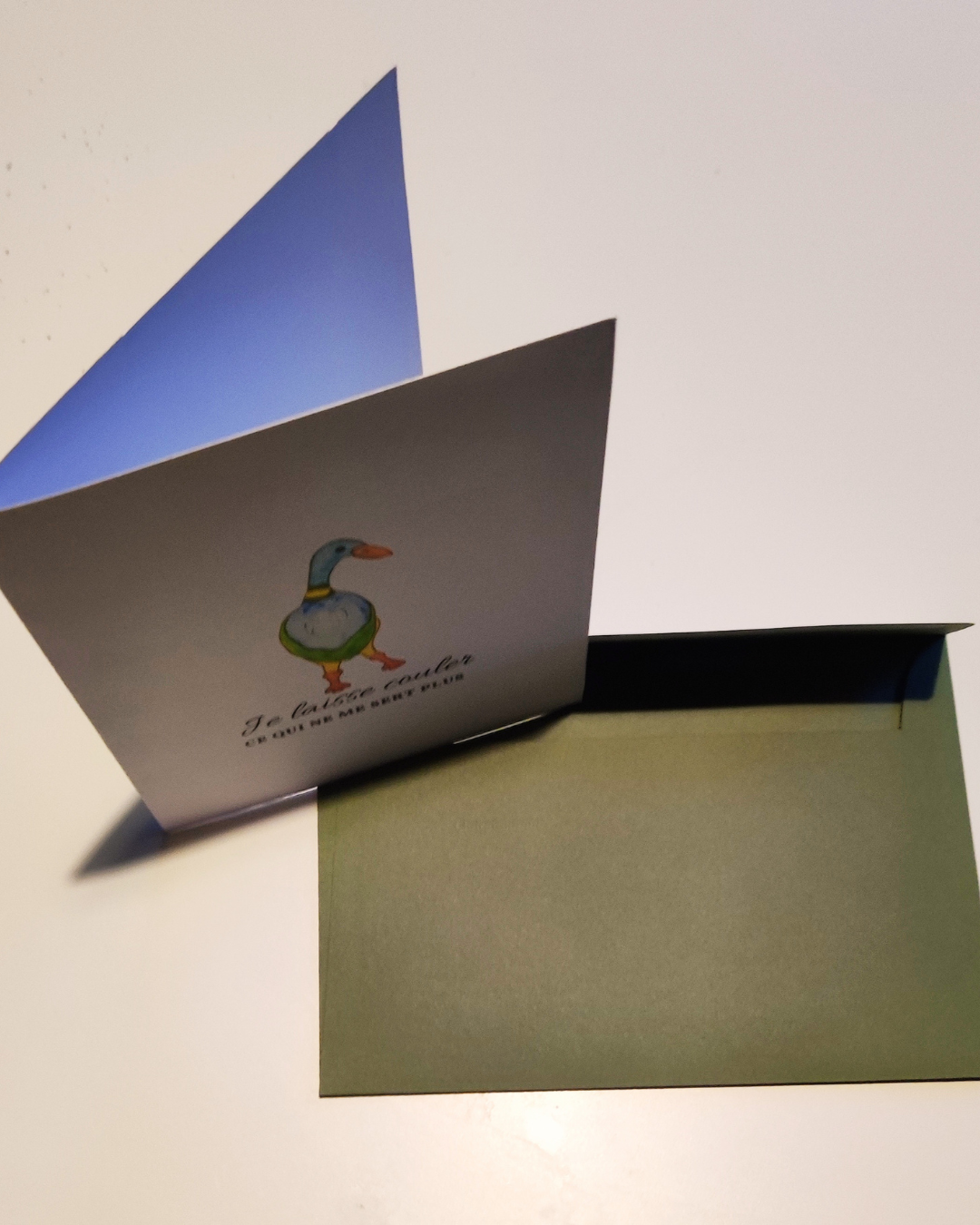 Carte de vœux illustrée – Canard à l’aquarelle + enveloppe