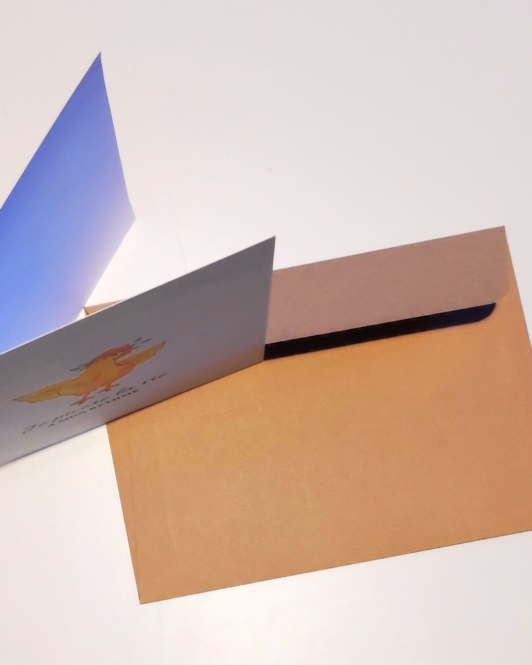 Carte de vœux illustrée – Poule à l’aquarelle + enveloppe