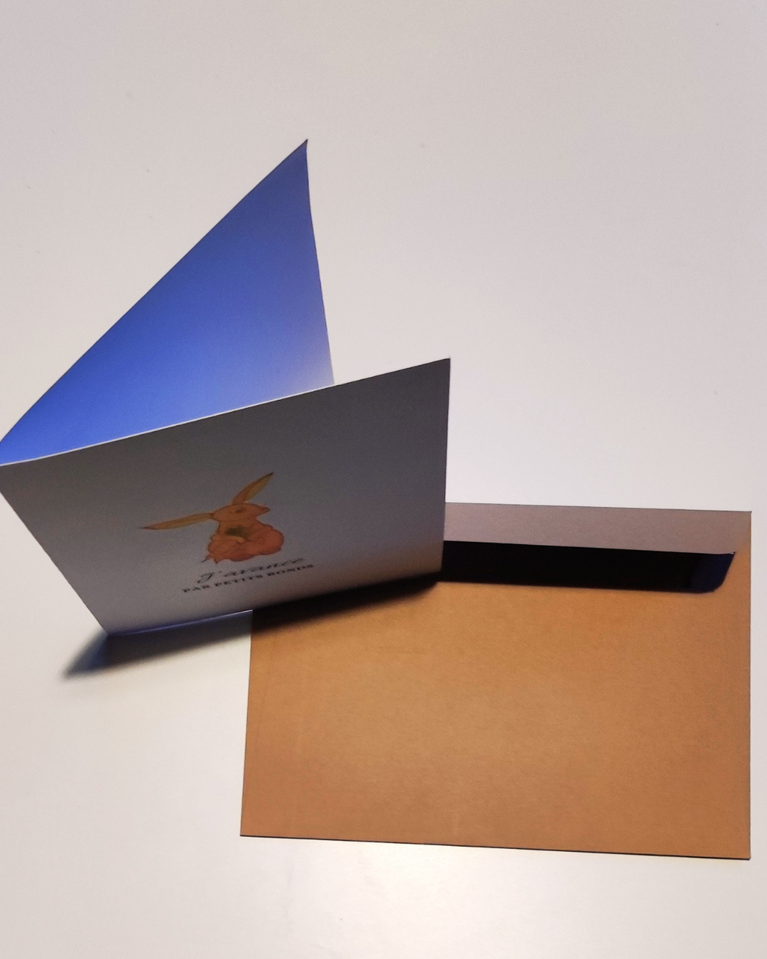 Carte de vœux illustrée – Lapin à l’aquarelle + enveloppe