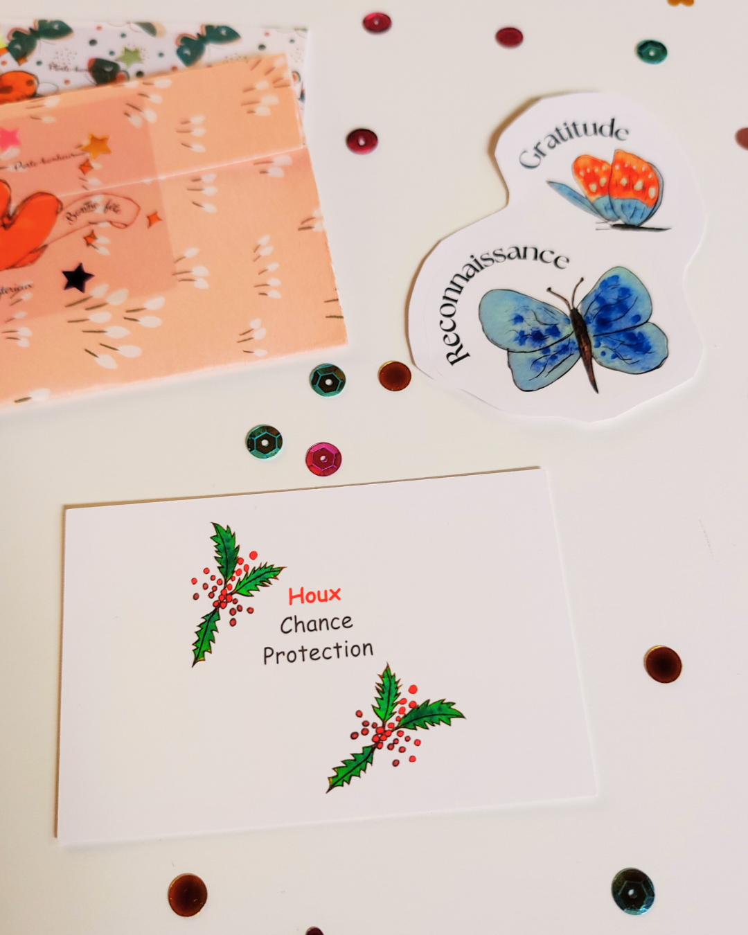 Lot Porte-Bonheur 2026 – 5 Cartes Cookie Fortune + 5 Stickers