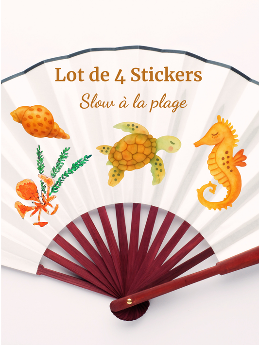 Lot de 4 stickers — Slow à la plage