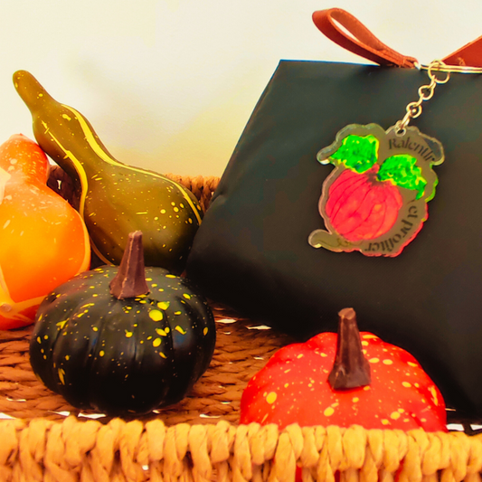 Porte-clé citrouille avec illustration aquarelle