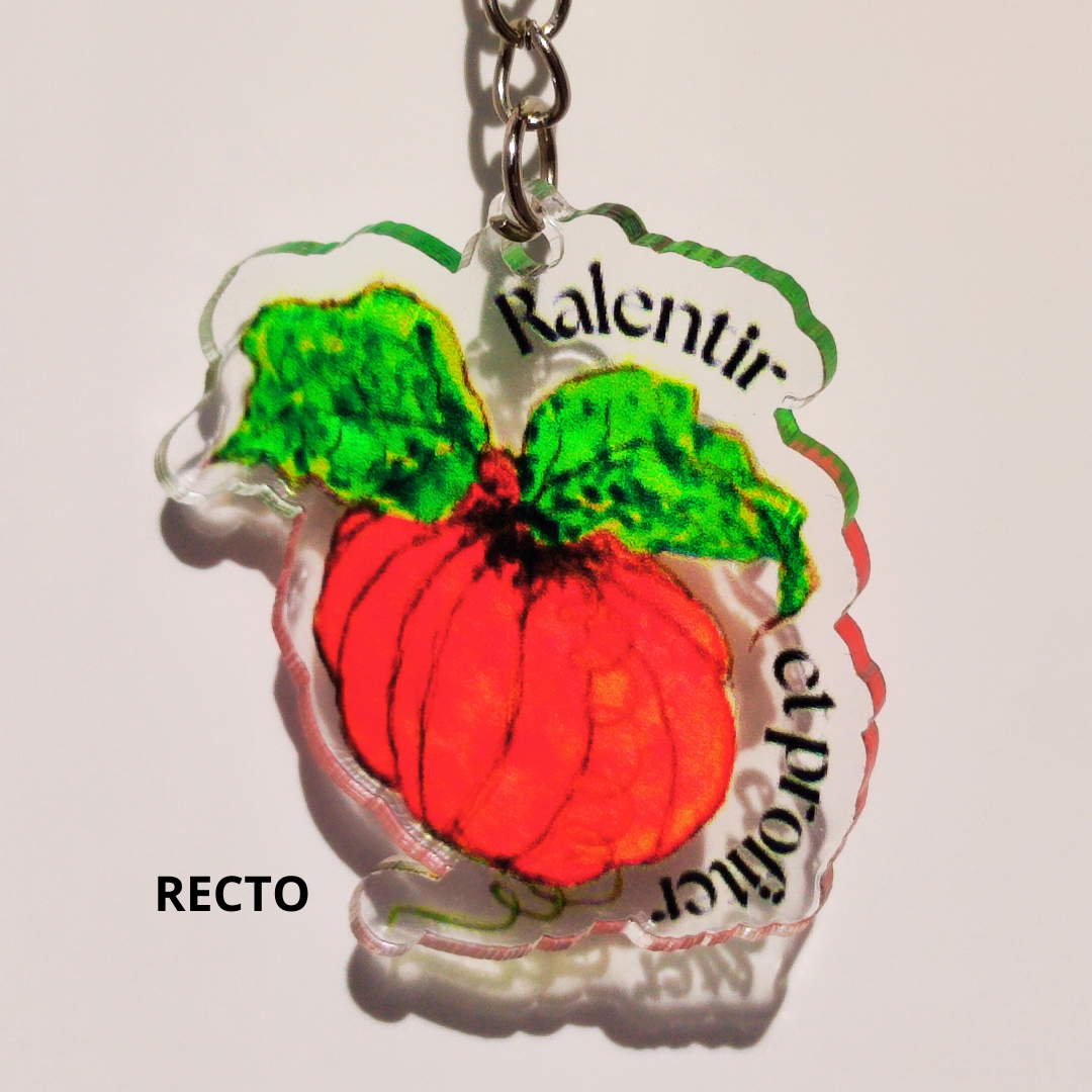 Porte-clé citrouille avec illustration aquarelle