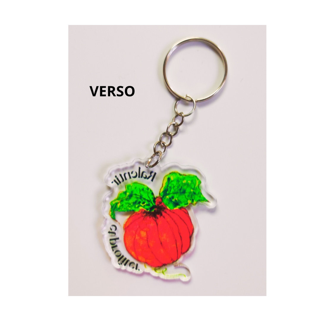 Porte-clé citrouille avec illustration aquarelle